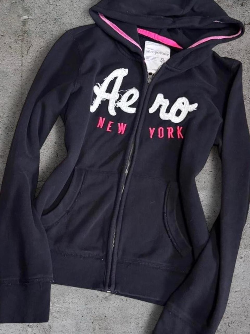 Aeropostale Y2K Black/Pink Zip Hoodie